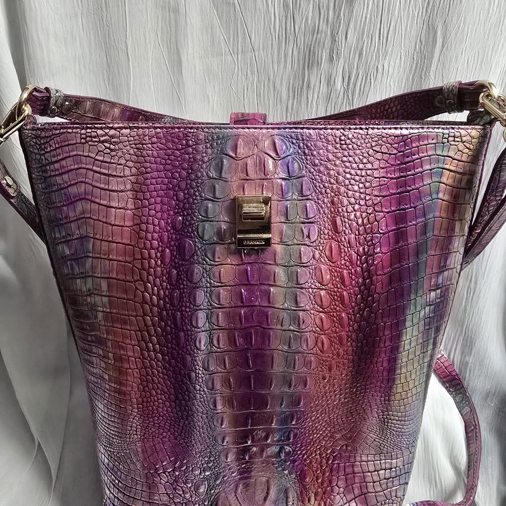 Brahmin Vibrant Purple and Pink Shoulder Bag